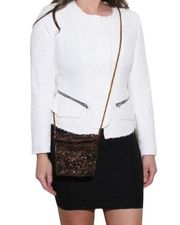 Gibson Raw Edge Tweed Blazer Off White & Black Medium / M