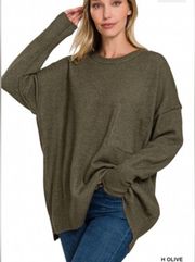 Zenana Olive Pocket Sweater