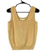 St. John Beige Metallic Sleeveless Knit Stretch Formal Blouse Women Sz S