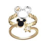 DISNEY 14K Cubic Zirconia Mickey Mouse Adjustable Ring Set in Gold-Tone MSRP $50