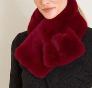 NWT$70 CHICO'S Cold Weather Red Faux Fur Pull Through Scarf