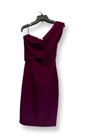 Womens Sheath Dress Purple Stretch Lined Knee Length One Shoulder 4 New