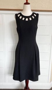 Eliza J Black Sleeveless Sheath Fit And Flare Pleated Cutout Mini Dress