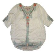 NWT Johnny Was Olive Blossom Tunic in Shell Heavily Embroidered Top XXL $248