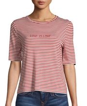 Striped Crew Neck Tee In Red