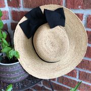 Womens Hat Straw Linen Bow