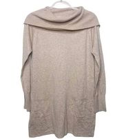 Soft Surroundings Tan Cowl Neck Off The Shoulder Tunic Sweater Pockets 27133 S