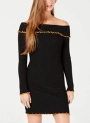 ALMOST FAMOUS JUNIORS' OFF-THE-SHOULDER SWEATER DRESS IN BLACK SIZE MEDIUM