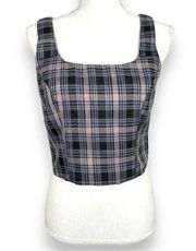 Ultra Pink Tartan sleeveless Blouse Crop Top