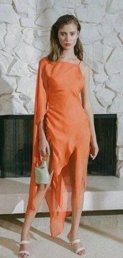 NWT Cult Gaia Aliza Orange Asymmetric Silk Dress Size XS