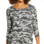 CHASER Camo Cozy Pullover Sweatshirt Gray Medium NWT