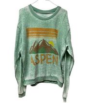 Project karma green Aspen sweatshirt pullover light weight burnout style large