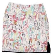 Vintage Y2K Grace Elements Silk Printed Pencil Skirt Cityscape Women's Size 8