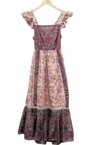 NEW Haute Hippie Floral Tiered Maxi Dress Women’s Size 10 Prairie Boho Cowgirl