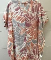 Multi Colored Tie Dye Tunic Dress Top