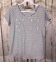 Honey Punch Womens 1X Plus striped top w/ beading