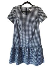 J. Crew x Universal Standard blue & white checked gingham drop waist dress - XS