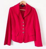 St.John Red Button Down Wool Blend Blazer Jacket
