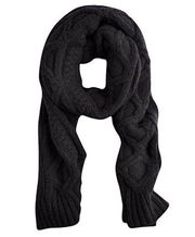 J. Crew Loopy Stitch Oversized Cable Knit Scarf in Black NWT