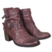 Naya Anthropologie Virtue Bordeaux Leather Ankle Boots 8
