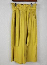 Thread + Supply Womens Pants Size S Yellow Paperbag Waist Wide Leg Belted