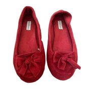 Dear Foams Red Moccasin Hard Bottom Slippers Sz 7-8 Furry Fuzzy Lounge Loungewea