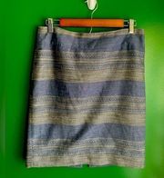 The Limited Pencil Skirt Size 6 Blue & Silver Threads EUC!