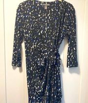 Maternity Faux Wrap Dress Small Leopard Print Black Stretchy