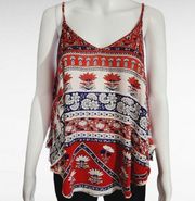 Buckle Passport Red & Blue Floral Swing Tank Size Small