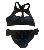 RAISINS Black Bikini Set Racerback Top Bikini Bottom XL - NWT