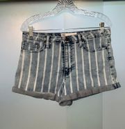 Stripped Denim Shorts