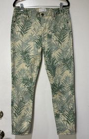 Parker Smith Palm Springs Green Leaf Print Ava Crop Skinny Jeans Size 30 EUC