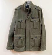 Express Wool Blend Army Green Peacoat
