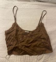 Brown Lace Tank Top