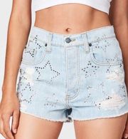 LF rhinestone star denim shorts