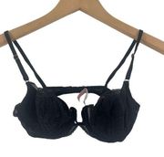 Victoria's Secret  Bra Size 34B Black Pushup Without Padding Y2K 2000s Very Sexy