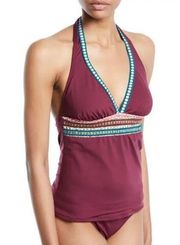 La Blanca Running Stitch Halter Tankini Swim Set Size 6