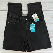 NEW Denim & Co Stonewashed Black Vintage Mom High Waist Jeans Size 8