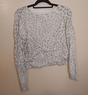 Peyton Primrose Size Small S Light Cheetah Print Neutral Fuzzy Sweater Long