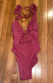 Light Neon Red / Pink One Piece Swim