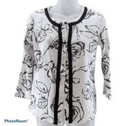 Black & White Floral Print Cardigan Size Medium