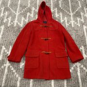 J. McLaughlin Red Hooded Virgin Wool Blend Coat