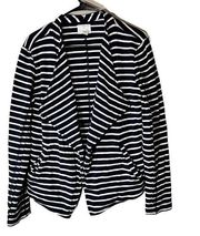 Caslon Women's Cardigan Sweater Navy & White striped Size Medium Nautical