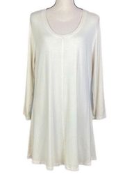 FLAX cream, super soft, scoop neckline long sleeve tunic or dress. Large. EUC