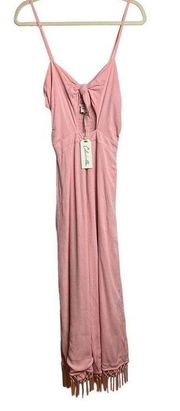 Cleobella Nectar Peach Angelina Fringe Hem Boho Jumpsuit NWT Sz. M