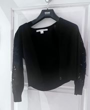 Black cashmere sweater with button down