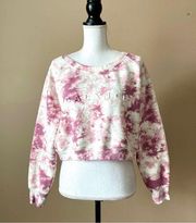 BALANCE | Pink Tie Dye Embossed Cropped Sweatshirt Sz L