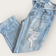 Light wash distressed boyfriend cropped jean size 30