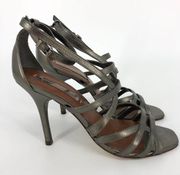 BCBGMaxAzria Strappy Heel Sandals Pewter Size 7.5