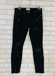 Current/Elliott Black Shredded The Stiletto Jeans